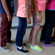 Children line up in the cafeteria at a detention facility in Karnes County, Texas